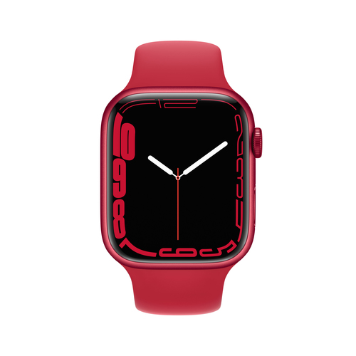 Apple Watch Series 7 red strap with waterproof design and magnetic charging connector