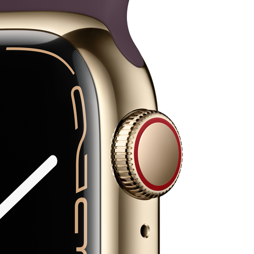 Apple Smartwatch Series 7 OLED display close up with Ion X glass and touch controls