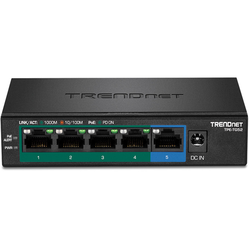 Trendnet (TPE-TG52), Gigabit Ethernet (10/100/1000), PoE Unmanaged Switch