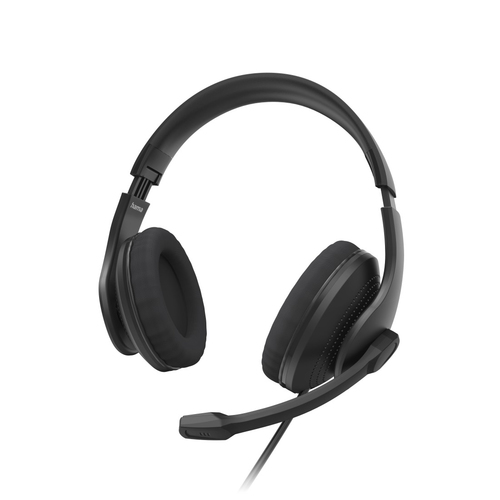 Hama HS-USB300 V2 black wired USB headset with padded earpads