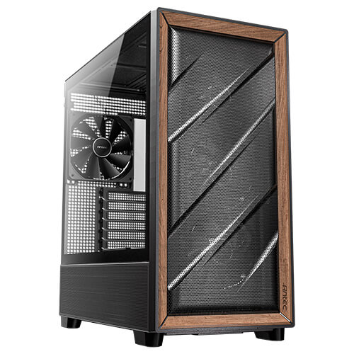 Antec FLUX ARGB E-ATX, Wood Mesh Front, 5 Fans, Mid-Tower Gaming Case