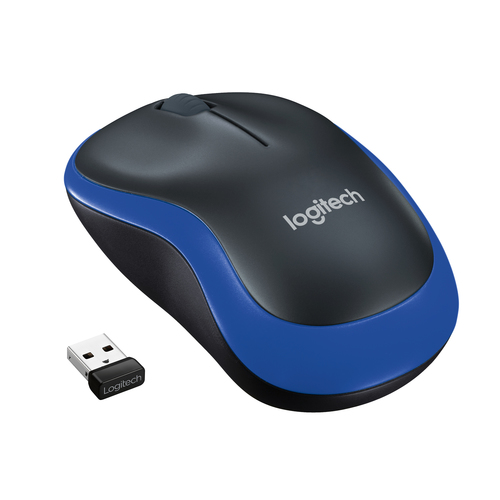 Logitech Wireless Mouse M185, Ambidextrous, Optical, RF Wireless, 1000 DPI, Blue