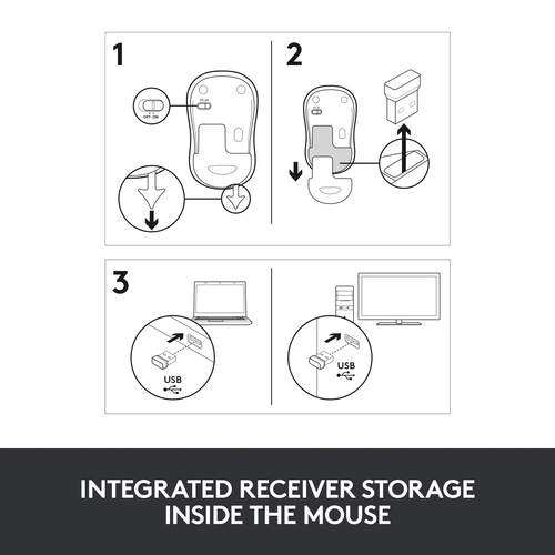 Logitech Wireless Mouse M185, Ambidextrous, Optical, RF Wireless, 1000 DPI, Blue