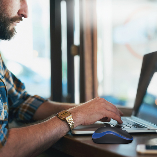 Logitech Wireless Mouse M185, Ambidextrous, Optical, RF Wireless, 1000 DPI, Blue