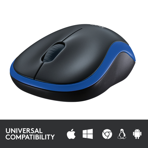 Logitech Wireless Mouse M185, Ambidextrous, Optical, RF Wireless, 1000 DPI, Blue