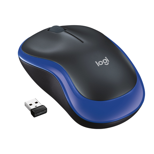 Logitech Wireless Mouse M185, Ambidextrous, Optical, RF Wireless, 1000 DPI, Blue