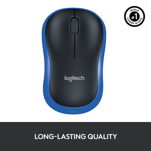 Logitech Wireless Mouse M185, Ambidextrous, Optical, RF Wireless, 1000 DPI, Blue