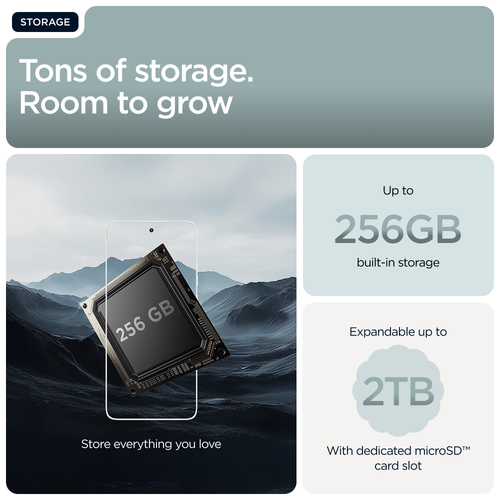 moto g56 5G 256GB storage with expandable microSD card slot