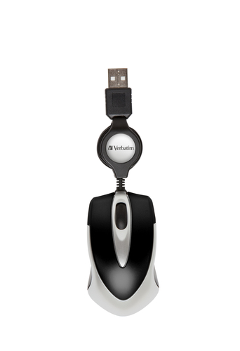 Verbatim Go Mini Optical Travel Mouse - Black, Ambidextrous, USB/A, 1000 DPI