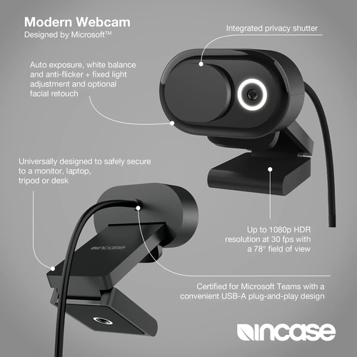 Incase Designed by Microsoft Modern Full HD 1080p USB Webcam 30fps w/ Privacy