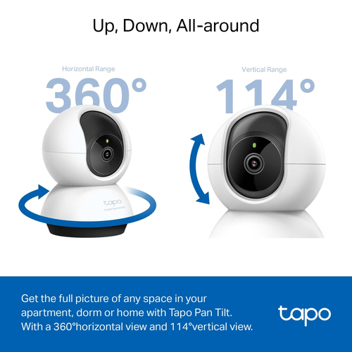 Tapo AI security camera with 360 pan tilt and night vision