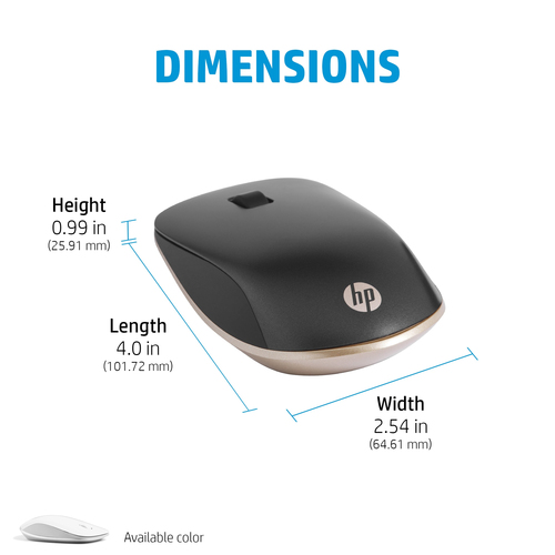 HP 410 Slim Silver Bluetooth Mouse, Ambidextrous, Bluetooth, 2000 DPI, Mouse