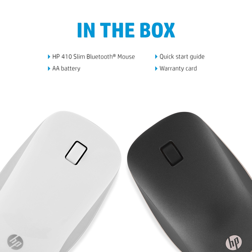 HP 410 Slim Silver Bluetooth Mouse, Ambidextrous, Bluetooth, 2000 DPI, Mouse