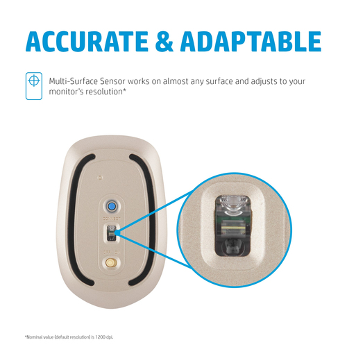 HP 410 Slim Silver Bluetooth Mouse, Ambidextrous, Bluetooth, 2000 DPI, Mouse