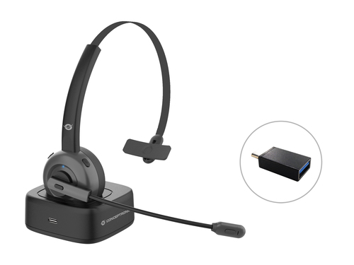 Conceptronic POLONA Wireless with Charging Dock, 0 - 20000 Hz, Headset/Headphones, Black