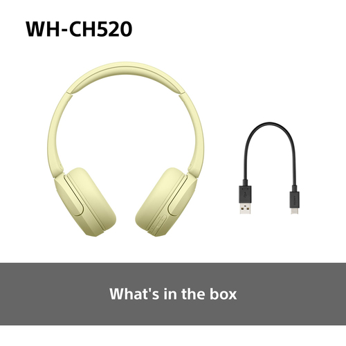 Sony (WHCH520Y.CE7), Wireless, 20 - 20000 Hz, Headset/Headphones, Yellow