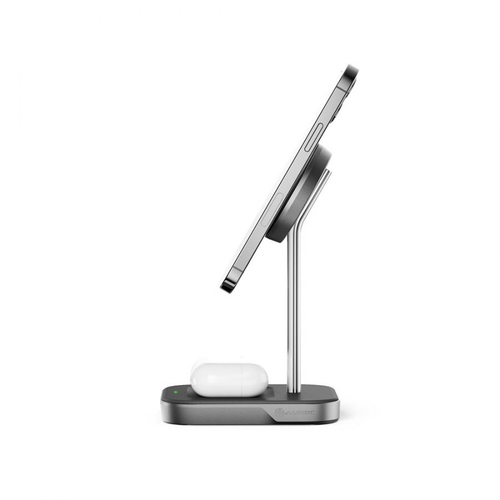 ALOGIC MSP21CS15W black wireless charger image with smartphone charging