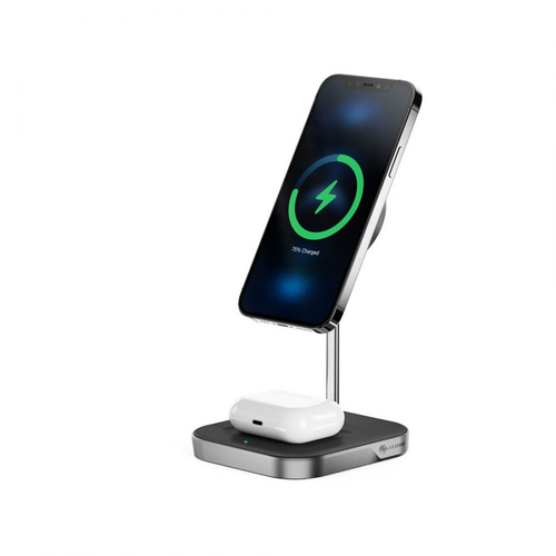ALOGIC MSP21CS15W black wireless charger image with smartphone charging
