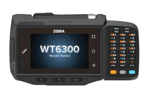 Zebra WT6300 wearable mobile computer, black, front view with 3.2" touchscreen