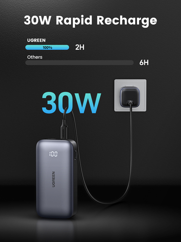 Ugreen 10000mAh Mini Powerbank Quick Charging 30W, Grey
