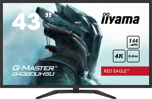 43-inch iiyama G-MASTER monitor showing 4K Ultra HD gaming visuals