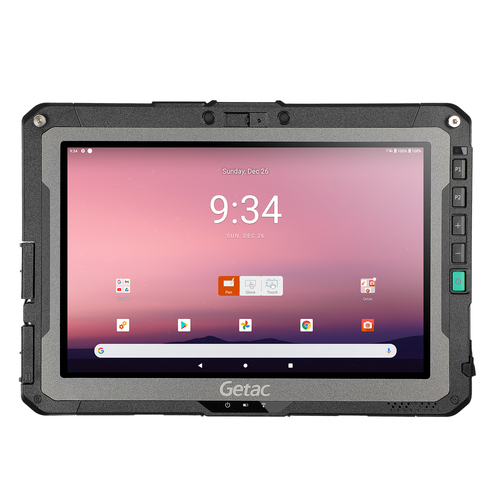 Getac ZX10 rugged tablet front view, 10.1 inch WUXGA display in black with Android 11