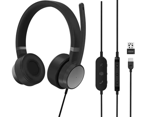 Lenovo Go Wired ANC, 20 - 20000 Hz, Headset/Headphones, Black