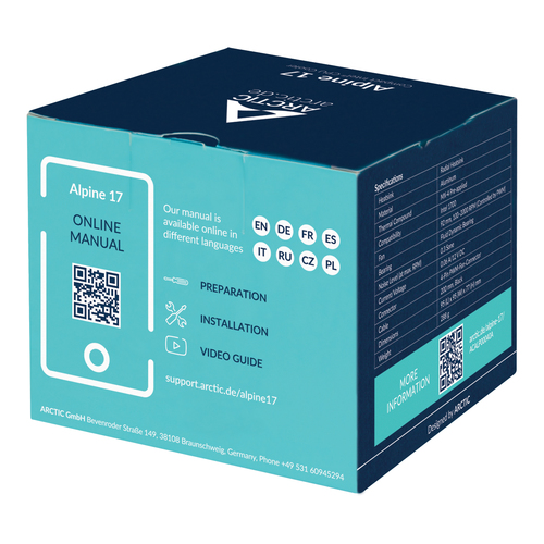 ARCTIC Alpine 17 - Compact Intel CPU Cooler, Air cooler