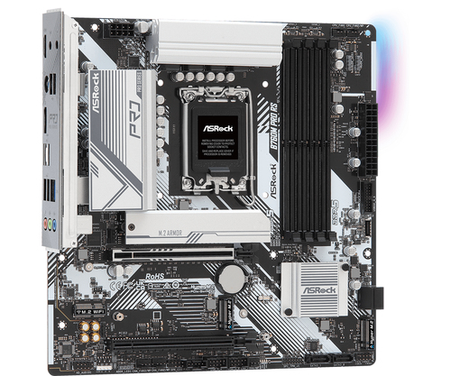 ASRock B760M Pro RS micro ATX motherboard image with black PCB design