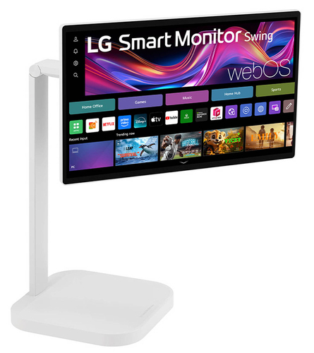 LG 32U889SA-W monitor in portrait mode with flexible stand