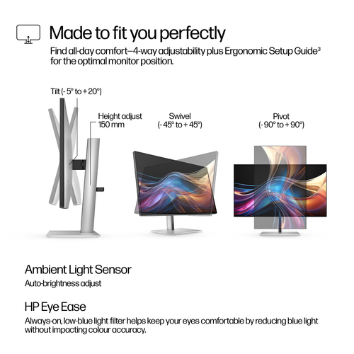 HP Series 7 Pro 27" 2560 x 1440 pixels Quad HD LCD Monitor Black
