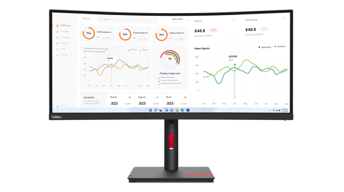 Lenovo ThinkVision T34w-30, (34"), 3440 x 1440 pixels, Wide Quad HD, LED Monitor