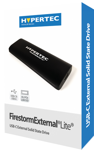 Hypertec Firestorm Lite 256GB USB-C/A 3.2 Gen2 External SSD – 950MB/s, Black