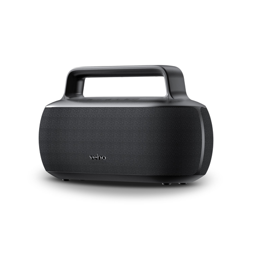 Veho MZ 7 Bluetooth wireless speaker 40W black front view  Veho MZ 7 portable Bluetooth speaker with IPX6 water resistance