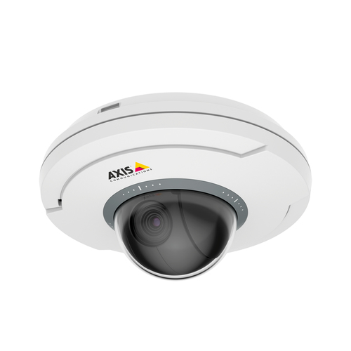 Ceiling-mounted IP security camera with night vision, built-in microphone, and PoE or Wi-Fi connectivity