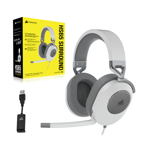 Corsair HS65 SURROUND, Wired, Gaming, 20 - 20000 Hz, Headset/Headphones, White