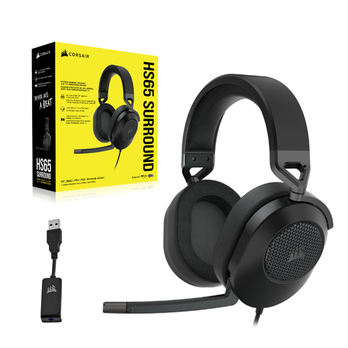 Corsair HS65 SURROUND, Wired, 20 - 20000 Hz, Gaming, Headset/Headphone, Carbon