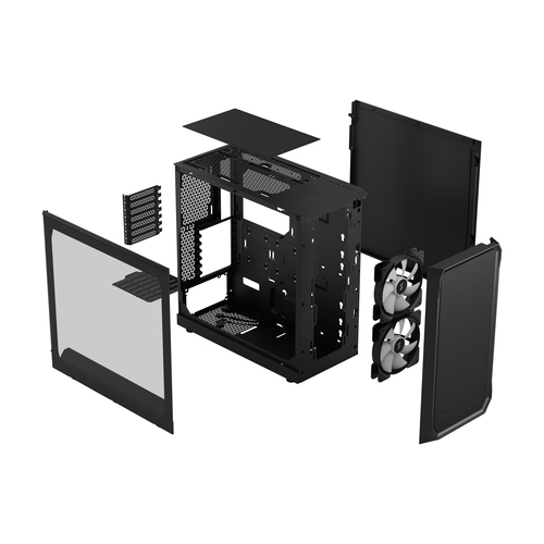 Fractal Design Focus 2, Black Steel, Tempered glass, Mid Tower PC Case