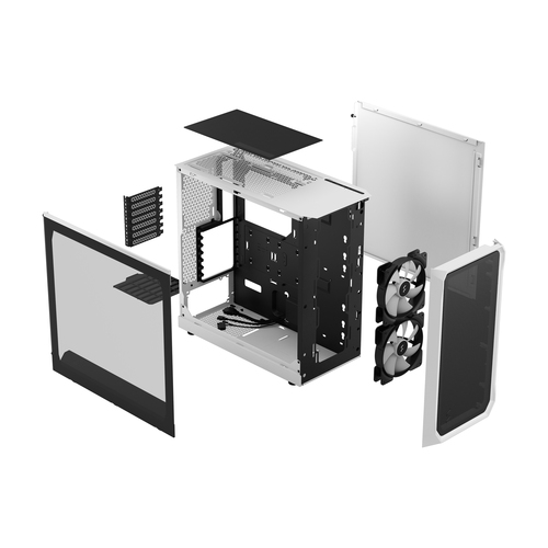Fractal Design Focus 2, White, Steel, Tempered glass, Mid Tower PC Case