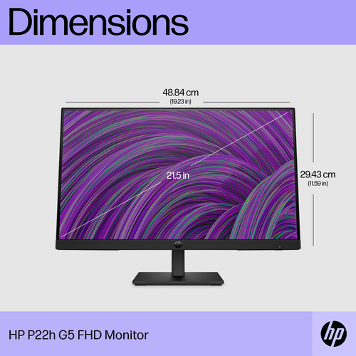 HP P22h G5 FHD Monitor, (21.5"), 1920 x 1080 pixels, Full HD, LCD Monitor