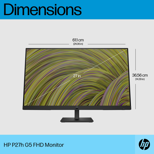 HP P27h G5 FHD Monitor, 68.6 cm (27"), 1920 x 1080 pixels, Full HD, LCD Monitor