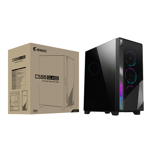 GIGABYTE (GB-AC500G ST), Glass, Plastic, Steel, Gaming, Midi Tower PC Case
