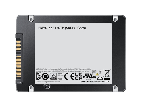 Samsung PM893 1.92TB 2.5" SATA SSD – 6Gb/s Enterprise-Grade Drive 550MB/s Read