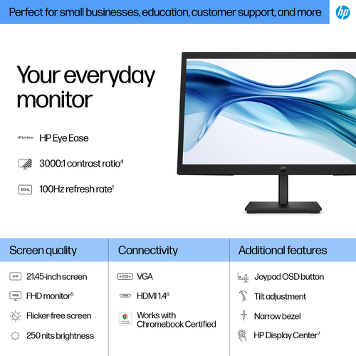 HP Series 3 Pro 21.45 inch FHD Monitor, 1920 x 1080 pixels, LCD