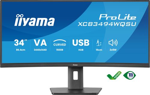 iiyama ProLite 34”, 3440 x 1440 pixels, UltraWide Quad HD, LED, curved Monitor