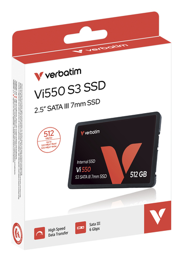 Verbatim Vi550 S3 512GB, 2.5", 520 MB/s, 6 Gbit/s SATA SSD