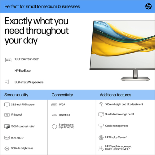 HP Series 5, 23.8 inch FHD Monitor, 1920 x 1080 pixels, LCD