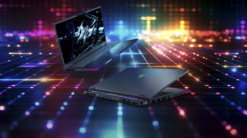 Predator Helios 18 gaming laptop highlighting Windows 11 Home interface on screen