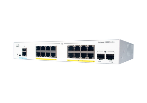Cisco Catalyst (C1000-16P-2G-L), 16 GbE PoE+, 120W, 2 1G SFP, L2, Managed Switch