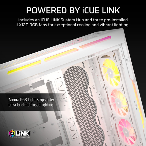 Corsair iCUE LINK 5000T LX RGB Plastic, Steel, Tempered glass, Midi Tower Case